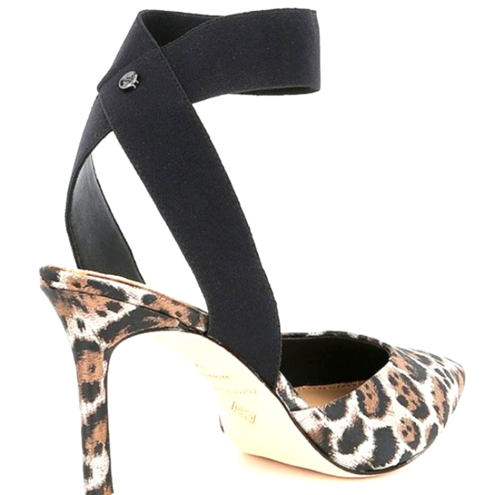 Antonio Melani Leopard Print Fabric High Heels Pointed Toe Slingback 6.5 NWOT
